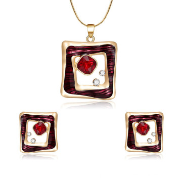 Unqiue Design Red Gemstone Zircon Jewelry Set